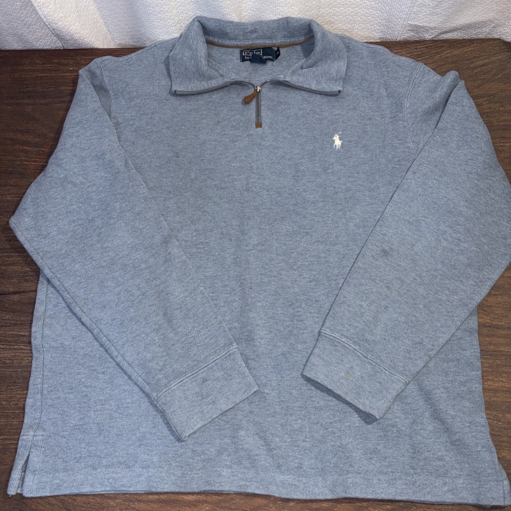 Polo Ralph Lauren Men's XL Quarter Zip Sweater Blue Cotton